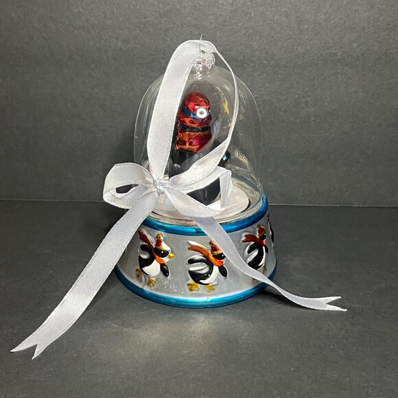 Mr Christmas Musical Rotating Penguin Joy to the World Glass Dome Ornament 4" - Picture 6 of 8